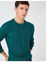 Koton Basic pletený svetr s pleteným kulatým výstřihem.