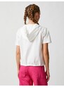 Koton Crop T-Shirt Hoodie Printed Short Sleeves Tied Waist