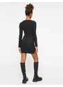 Koton Mini Dress Long Sleeve Square Neck Stony