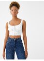 Koton Embroidered Crop Singlets With Straps U-Neck