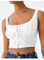 Koton Embroidered Crop Singlets With Straps U-Neck