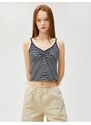 Koton Crop Athlete Thin Straps V-Neck Gathering Viscose-Mixed