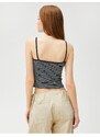 Koton Crop Athlete Thin Straps V-Neck Gathering Viscose-Mixed