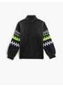 Koton Turtleneck Knitwear Sweater Geometric Pattern Long Sleeve