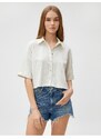 Koton Crop Shirt with Buttons Viscose Blend Textured