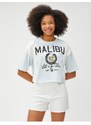 Koton College Printed T-Shirt Crop Short Sleeve Crew Neck Cotton