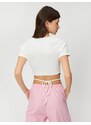 Koton Crop T-Shirt Short Sleeves Butterfly Chain And Bodice Detail.