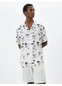 Koton Summer Shirt with Short Sleeves, Turndown Collar Palm Printed