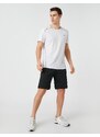 Koton Sports Shorts Slogan Printed, Pockets, Laced Waist, Breathable Fabric.