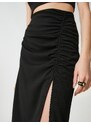 Koton Midi Skirt Slit Detailed Crepe Gathered