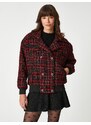 Koton Pocket Stony Knoflíky Bomber Tweed Jacket