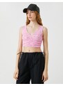 Koton Crop Singlets Cotton Draped V-Neck Sleeveless