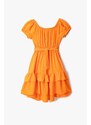 Koton Midi Dress With Belt Detailed Short Sleeves Ruffled Ruffles U Neck