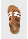 Dětské kožené sandály Geox SANDAL SOLEIMA hnědá barva