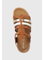 Dětské kožené sandály Geox SANDAL SOLEIMA hnědá barva