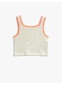 Koton Sleeveless Textured Crop Top U-Neck Stitching Detail