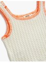 Koton Sleeveless Textured Crop Top U-Neck Stitching Detail