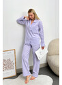 Trend Alaçatı Stili Women's Lilac Single Pocket Woven Pajamas Suit