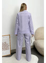 Trend Alaçatı Stili Women's Lilac Single Pocket Woven Pajamas Suit