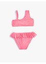Koton Bikini Set Frilly One-Shoulder Thin Strap Detailed