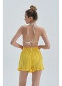 Dagi Yellow Frilly Viscose Shorts