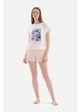 Dagi White Crew Neck Printed Cotton Shorts Pajamas Set