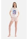 Dagi White Crew Neck Printed Cotton Shorts Pajamas Set