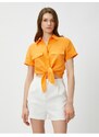 Koton Shirt Collar Plain Orange Women's Shirt 3sak60001ew