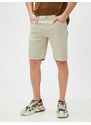 Koton Bermuda Gabardine Shorts With Pocket Detailed Buttons Cotton