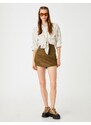 Koton Mini Skirt With A Suede Look, Zip Closure