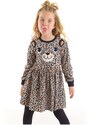 Denokids Leopard Patterned Gray Girls' Dress