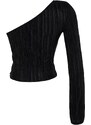 Trendyol Black Single Sleeve Pleated Blouse