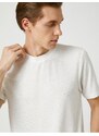 Koton Základní Tričko s texturou Tričkový Krátký rukáv Slim Fit