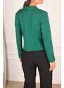 armonika Women's Dark Green Single Button Crop Jacket