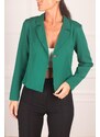 armonika Women's Dark Green Single Button Crop Jacket