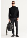 ALTINYILDIZ CLASSICS Men's Black Standard Fit Normal Cut Half Turtleneck Cotton Knitwear Sweater.