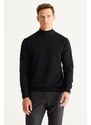 ALTINYILDIZ CLASSICS Men's Black Standard Fit Normal Cut Half Turtleneck Cotton Knitwear Sweater.