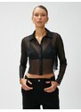 Koton Crop Shirt Glittery Sheer