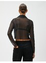 Koton Crop Shirt Glittery Sheer