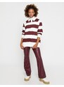 Koton Polo Neck Sweatshirt Oversize Striped Long Sleeve Fleece Inner