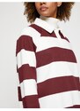 Koton Polo Neck Sweatshirt Oversize Striped Long Sleeve Fleece Inner