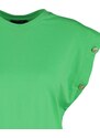 Trendyol Green 100% Cotton Button Detailed Wadding Look Basic Crew Neck Knitted T-Shirt