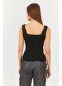 armonika Women's Black Thick Straps Camisole Blouse