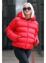 Madmext Women's Red Hooded Puffer Coat