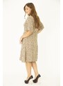 Şans Women's Plus Size Mink Weave Viscose Fabric Front Button and Pocket Dress