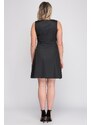 Şans Women's Large Size Black Floral Patterned Dress