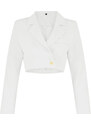 Trendyol Ecru Crop Woven Lined Blazer Jacket