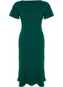 Trendyol Curve Dark Green Finike Woven Plus Size Dress