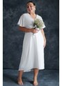 Trendyol Curve White Satin Double-breasted Woven Bridal Dress