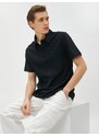 Koton Polo Neck tričko s texturovanými knoflíky Slim Fit Krátký rukáv